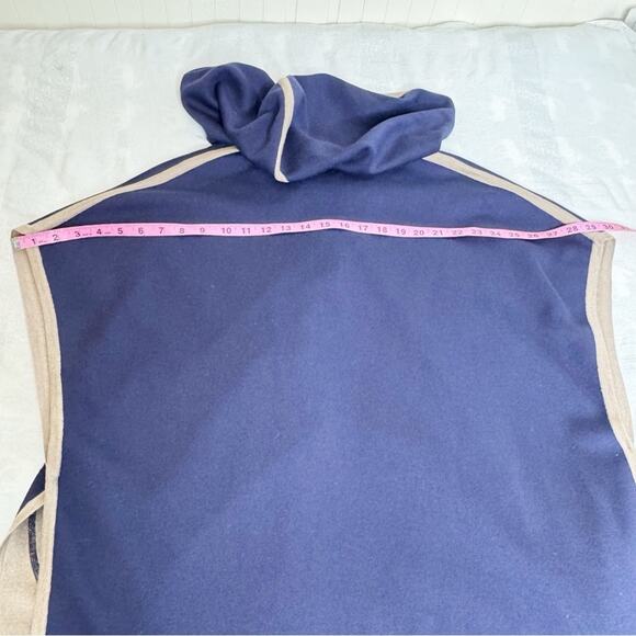 Double R Double Faced Silk/ Cashmere Poncho Navy Camel Size M - Picture 11 of 12